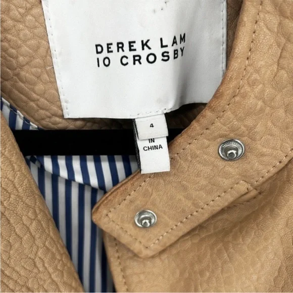 Derek Lam 10 Crosby Leather Moto Jacket Tan - Picture 2 of 6